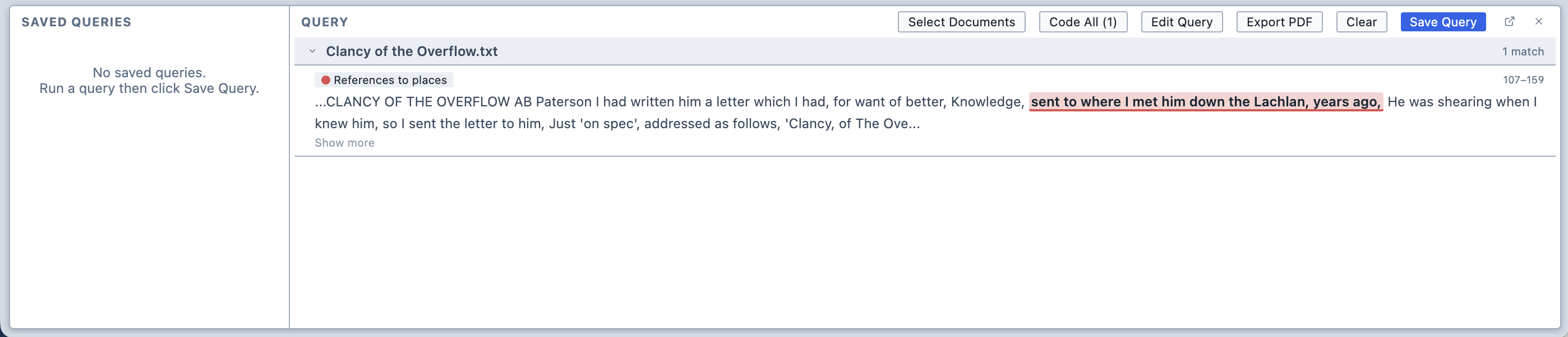 The Query Results pane.