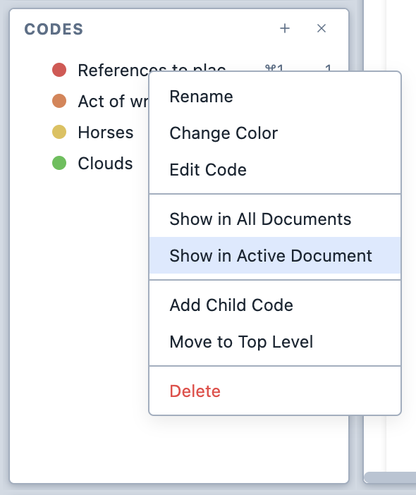 The contextual menu for the Code Browser.