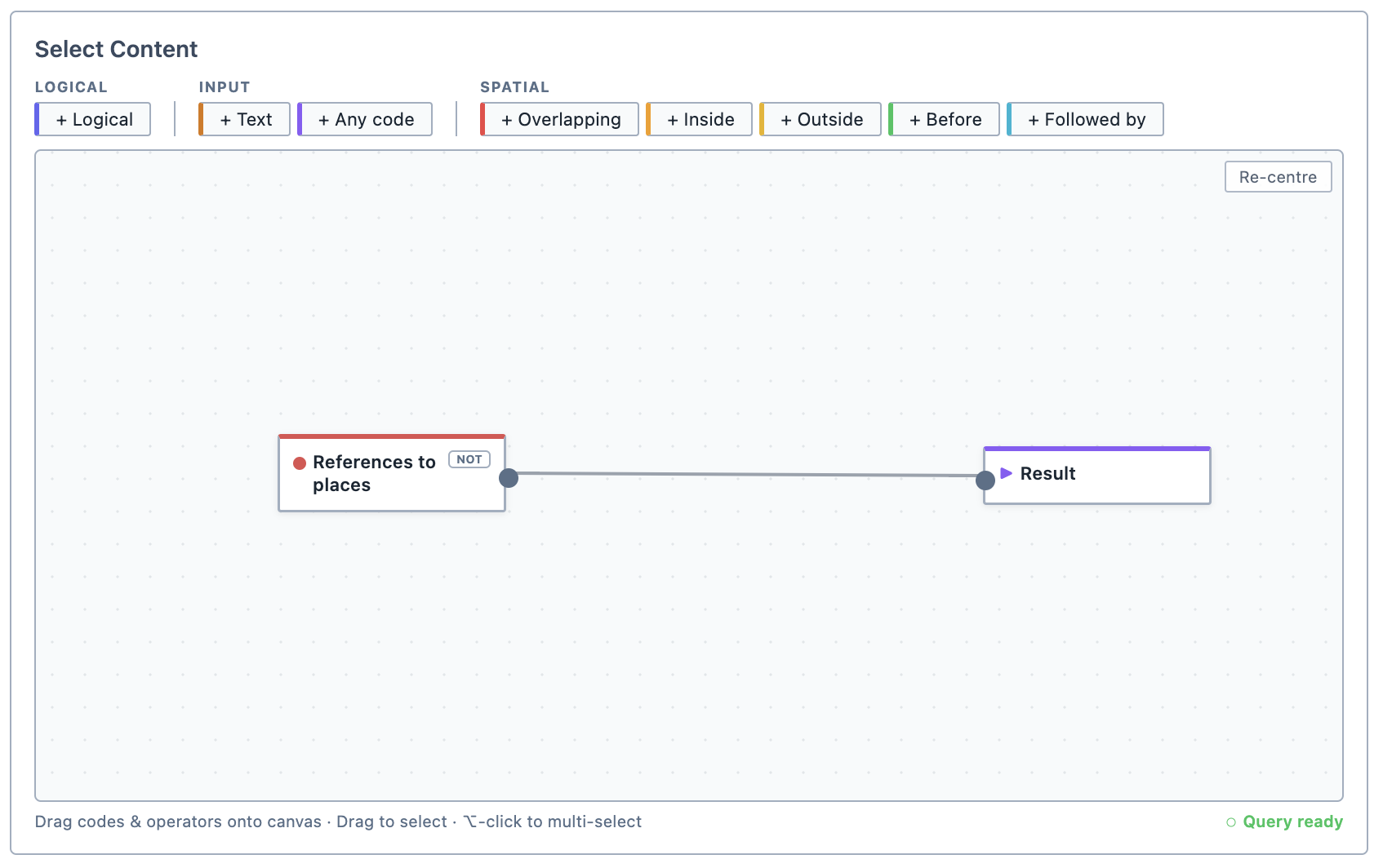 The query builder with a simple query.